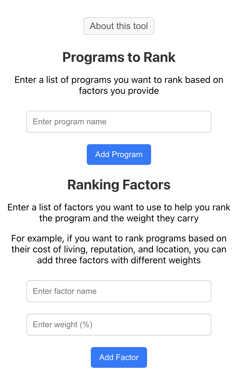 Rank List Tool